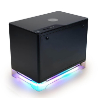 InWin A1 schwarz Cube Case inkl. 600W Netzteil - neu Mini-ITX Gehäuse mit seitlichem Medion-branded Glasfenster
